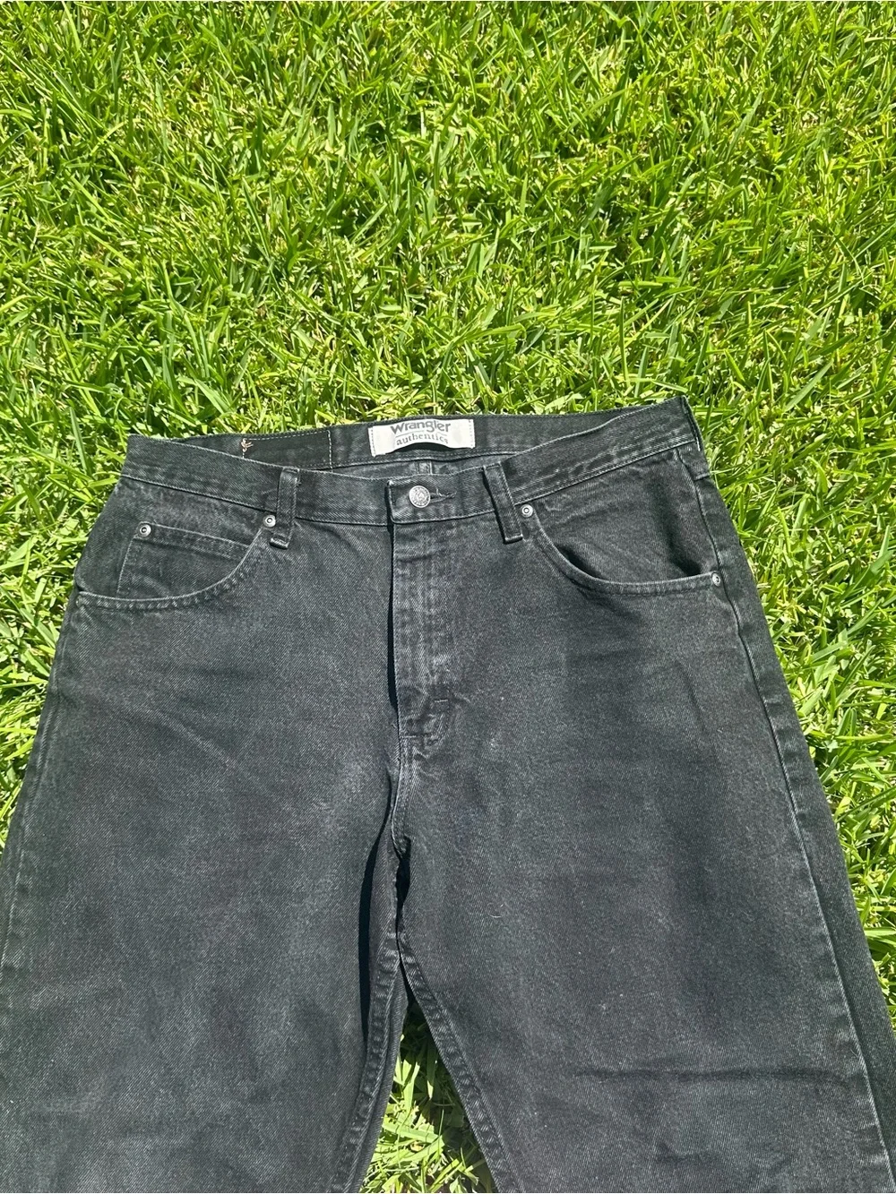 Vintage Wrangler Men's Black Straight Jeans Clean Classic Denim Size 33x30